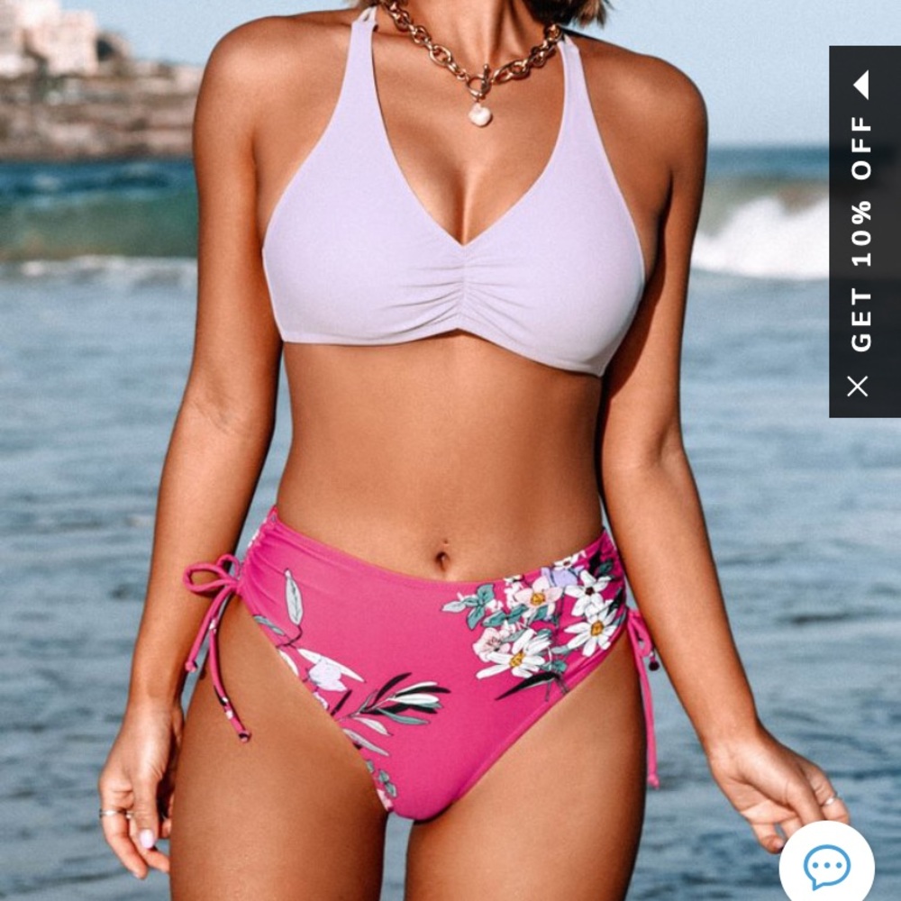 Cupshe Lilac and floral bikini women’s large NEW